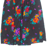 LESLIE LUCKS Womens A-Line Skirt Black Knee Length 90s Floral UK 8