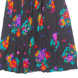 LESLIE LUCKS Womens A-Line Skirt Black Knee Length 90s Floral UK 8