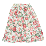 Womens A-Line Skirt White Knee Length 90s Floral M