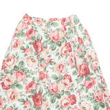 Womens A-Line Skirt White Knee Length 90s Floral M