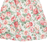 Womens A-Line Skirt White Knee Length 90s Floral M