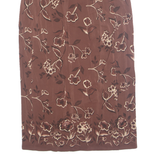 JENNIFER MOORE Womens Straight Skirt Brown Midi Silk 90s Floral S