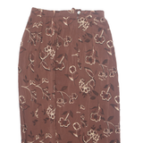 JENNIFER MOORE Womens Straight Skirt Brown Midi Silk 90s Floral S