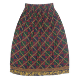 Womens A-Line Skirt Maroon Midi 90s Check S