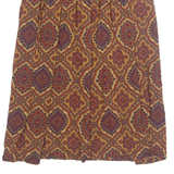 RANDOM Womens A-Line Skirt Brown Midi 90s Crazy Pattern M