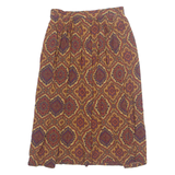 RANDOM Womens A-Line Skirt Brown Midi 90s Crazy Pattern M