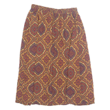 RANDOM Womens A-Line Skirt Brown Midi 90s Crazy Pattern M