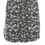 INNOVATION Side Slits Womens Straight Skirt Black Long 90s Floral XXS