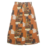 KB LAURENCE Womens A-Line Skirt Brown Midi 90s Paisley UK 8