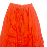 JENNY Womens A-Line Skirt Orange Midi Linen 90s XS