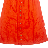 JENNY Womens A-Line Skirt Orange Midi Linen 90s XS