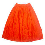 JENNY Womens A-Line Skirt Orange Midi Linen 90s XS