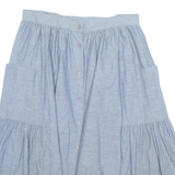 BOBBY T H2 Womens A-Line Skirt Blue Midi 90s L
