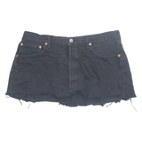 LEVI'S Cut Off 501 Womens Mini Skirt Black Short 90s Denim L