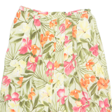 CANDA Button Down Womens A-Line Skirt Green Midi Viscose Floral UK 20