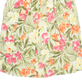 CANDA Button Down Womens A-Line Skirt Green Midi Viscose Floral UK 20
