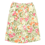 CANDA Button Down Womens A-Line Skirt Green Midi Viscose Floral UK 20