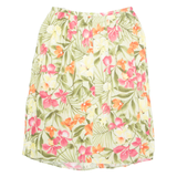 CANDA Button Down Womens A-Line Skirt Green Midi Viscose Floral UK 20