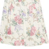 NEW FAST Womens Pleated Skirt Cream Midi Viscose 90s Floral S