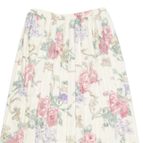 NEW FAST Womens Pleated Skirt Cream Midi Viscose 90s Floral S