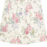 NEW FAST Womens Pleated Skirt Cream Midi Viscose 90s Floral S