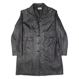 SKIN TONES Womens Trench Jacket Black Leather UK 18