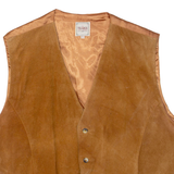THE TRADER JEANS COMPANY Mens Waistcoat Brown Leather L