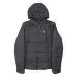 ADIDAS Womens Puffer Coat Grey Hooded UK 12