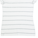 GAP Striped Womens T-Shirt White V-Neck M