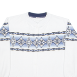 LDESIGNS Button Up Womens Sweatshirt White Crew Neck XL