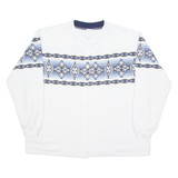 LDESIGNS Button Up Womens Sweatshirt White Crew Neck XL