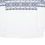 LDESIGNS Button Up Womens Sweatshirt White Crew Neck XL