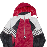 ASICS Mens Anorak Jacket Red Nylon Hooded Colourblock L