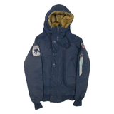 ALPHA INDUSTRIES Mens Jacket Blue Nylon Hooded XS