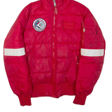 ALPHA INDUSTRIES Mens Puffer Jacket Red Nylon Hooded L