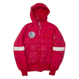 ALPHA INDUSTRIES Mens Puffer Jacket Red Nylon Hooded L