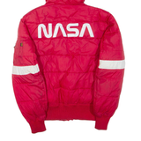 ALPHA INDUSTRIES Mens Puffer Jacket Red Nylon Hooded L