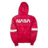 ALPHA INDUSTRIES Mens Puffer Jacket Red Nylon Hooded L