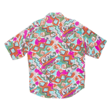 CLAPS Mens Shirt Pink Crazy Pattern M