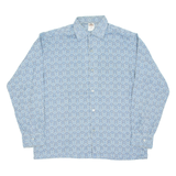 Mens Shirt Blue Crazy Pattern Long Sleeve M