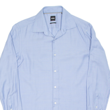 BOSS Slim Fit Mens Plain Shirt Blue Long Sleeve M