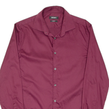 DKNY Mens Plain Shirt Maroon Long Sleeve M