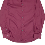 DKNY Mens Plain Shirt Maroon Long Sleeve M