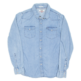 TOMMY JEANS Mens Plain Shirt Blue Long Sleeve S