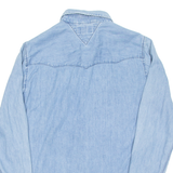 TOMMY JEANS Mens Plain Shirt Blue Long Sleeve S