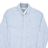 HILFIGER DENIM Mens Plain Shirt Blue Long Sleeve S
