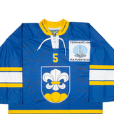Ice Hockey Signed Mens Jersey Blue 3/4 Sleeve V-Neck XL