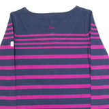 JOULES Womens Patterned Jumper Purple Striped Tight Knit UK 8
