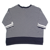 MONSOON Womens Patterned Jumper Black Striped Tight Knit 3/4 Sleeve XL