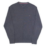 TOMMY HILFIGER Mens Jumper Grey Tight Knit Wool S